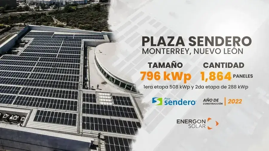 Proyecto solar Energon en Plaza Sendero: 796 kWp, 2022