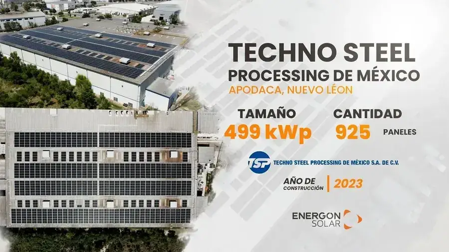 Proyecto solar Energon en Techno Steel: 499 kWp, 2023