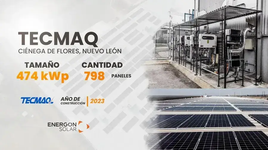 Proyecto solar Energon en TECMAQ: 474 kWp, 2023